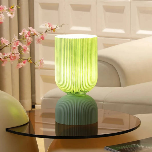 VERTA - Ribbed Glass Stone Table Lamp for Modern Interiors